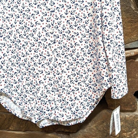 NWT LULAROE Nautical Anchors Valentina Shirt S - Picture 3 of 9